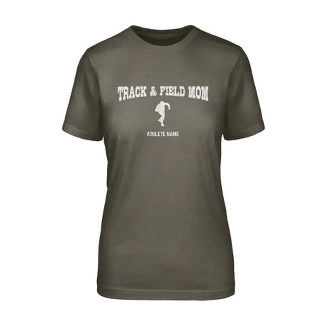 Shot put Mom with Shot putter Icon and Shot putter Name on a Unisex T-Shirt with a White Graphic
