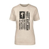 Shot put Mom Vertical Flag on a Unisex T-Shirt with a Black Graphic