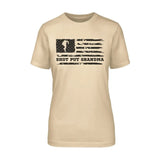 Shot put Grandma Horizontal Flag on a Unisex T-Shirt with a Black Graphic