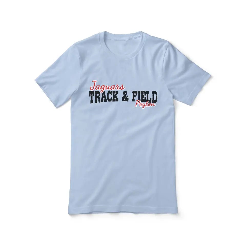 Custom Shot put Mascot and Shot putter Name on a Unisex T-Shirt with a Black Graphic