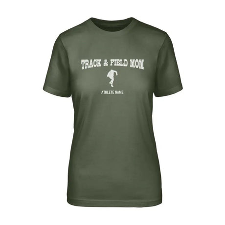 Shot put Mom with Shot putter Icon and Shot putter Name on a Unisex T-Shirt with a White Graphic
