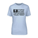 Shot put Grandma Horizontal Flag on a Unisex T-Shirt with a Black Graphic