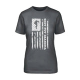 Shot put Grandma Vertical Flag on a Unisex T-Shirt with a White Graphic