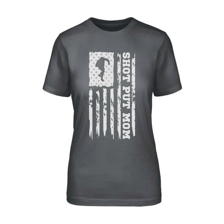 Shot put Mom Vertical Flag on a Unisex T-Shirt with a White Graphic