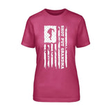 Shot put Grandma Vertical Flag on a Unisex T-Shirt with a White Graphic