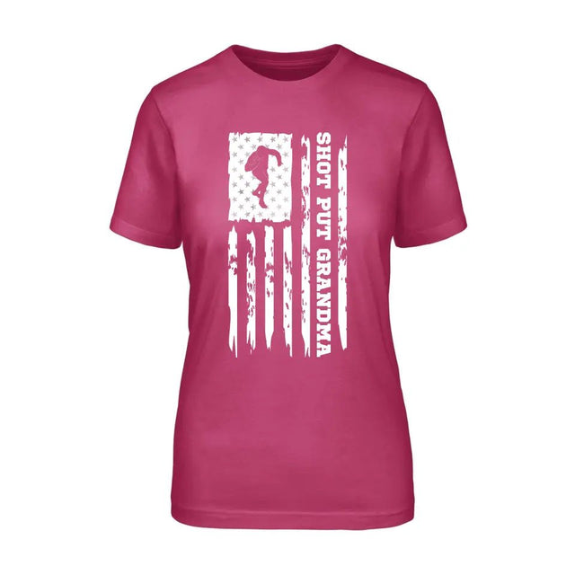 Shot put Grandma Vertical Flag on a Unisex T-Shirt with a White Graphic