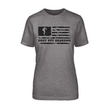 Shot put Grandma Horizontal Flag on a Unisex T-Shirt with a Black Graphic