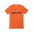 Custom Shot put Mascot and Shot putter Name on a Unisex T-Shirt with a Black Graphic
