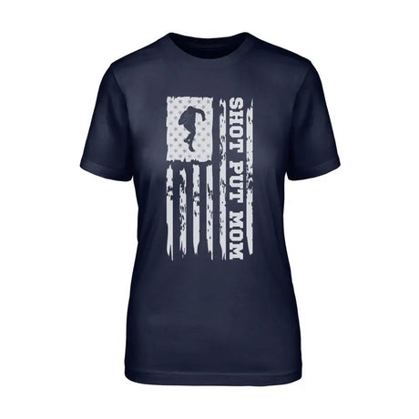 Shot put Mom Vertical Flag on a Unisex T-Shirt with a White Graphic