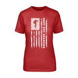 Shot put Grandma Vertical Flag on a Unisex T-Shirt with a White Graphic