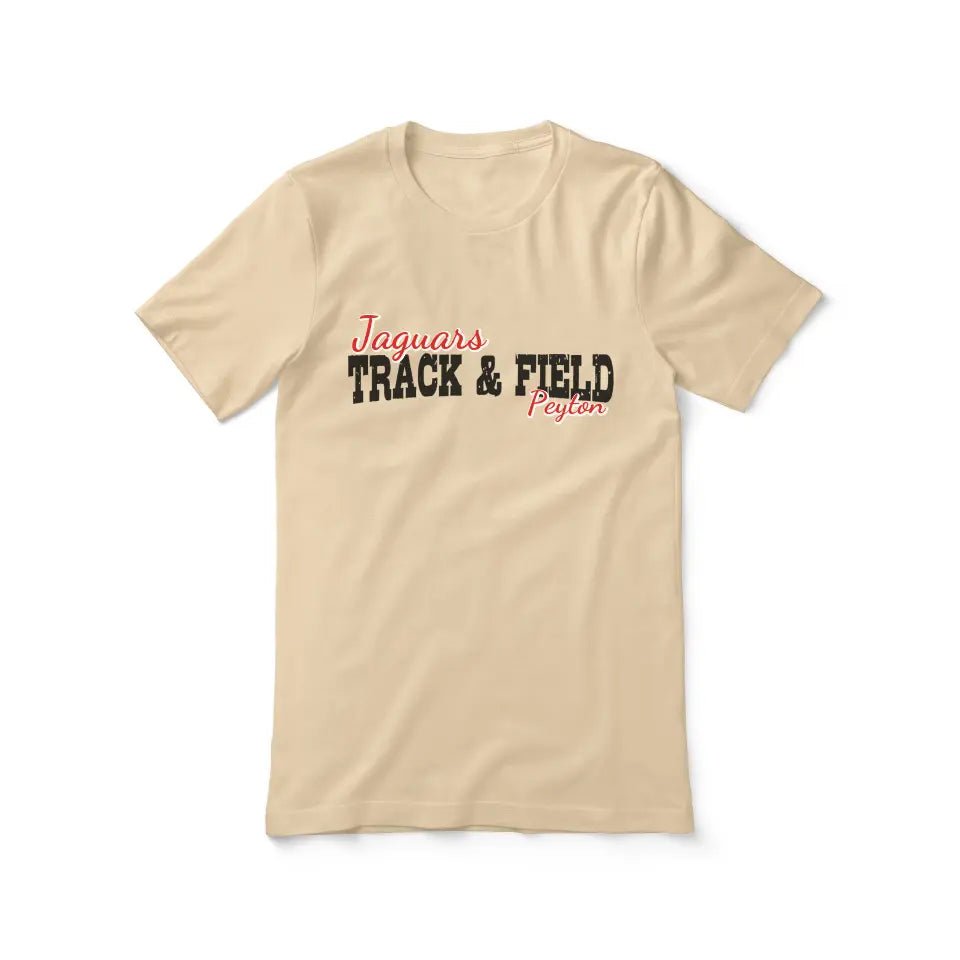 Custom Shot put Mascot and Shot putter Name on a Unisex T-Shirt with a Black Graphic