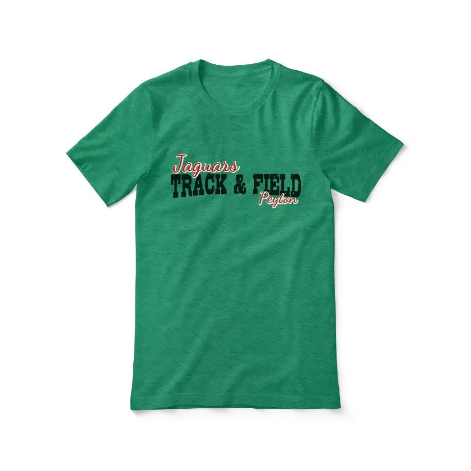Custom Shot put Mascot and Shot putter Name on a Unisex T-Shirt with a Black Graphic