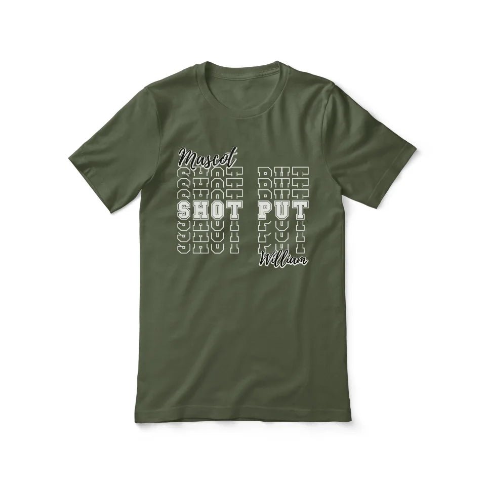 Custom Shot put Shirt With Mascot and Shot putter Name on a Unisex T-Shirt