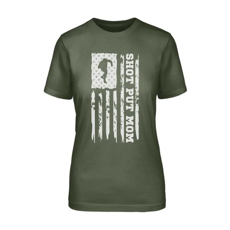 Shot put Mom Vertical Flag on a Unisex T-Shirt with a White Graphic