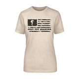 Shot put Grandma Horizontal Flag on a Unisex T-Shirt with a Black Graphic