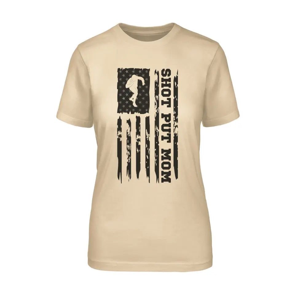 Shot put Mom Vertical Flag on a Unisex T-Shirt with a Black Graphic