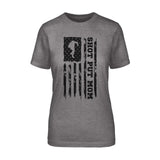 Shot put Mom Vertical Flag on a Unisex T-Shirt with a Black Graphic