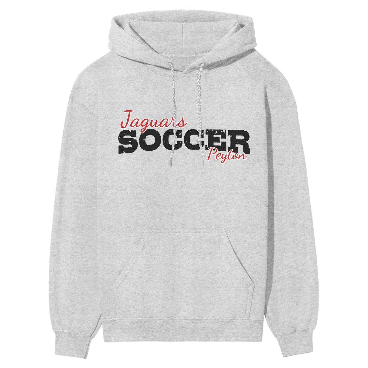 Custom Soccer Mascot and Soccer Player Name on a Hoodie with a Black Graphic