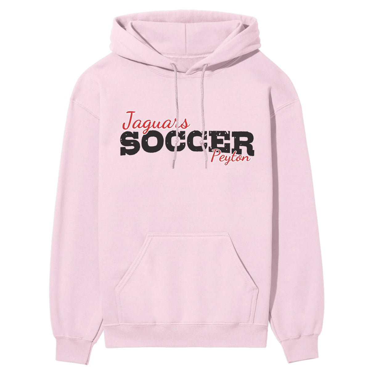 Custom Soccer Mascot and Soccer Player Name on a Hoodie with a Black Graphic