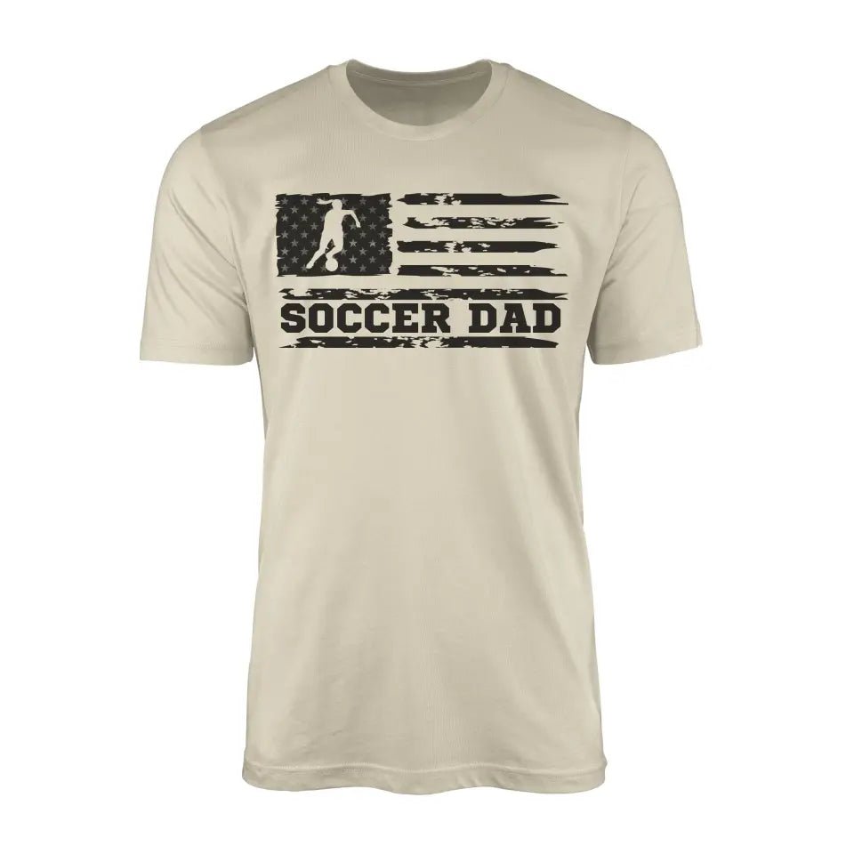 Soccer Dad Horizontal Flag on a Men's T-Shirt with a Black Graphic