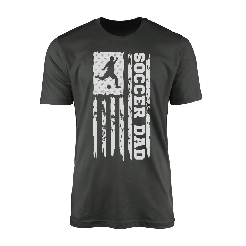 Soccer Dad Vertical Flag on a Men's T-Shirt with a White Graphic