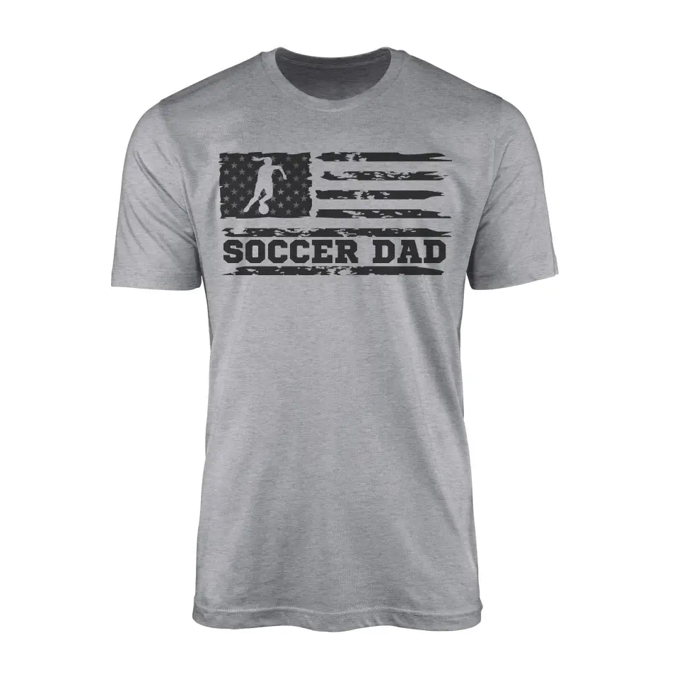Soccer Dad Horizontal Flag on a Men's T-Shirt with a Black Graphic