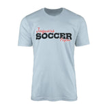 Custom Soccer Mascot and Soccer Player Name on a Men's T-Shirt with a Black Graphic