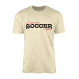Custom Soccer Mascot and Soccer Player Name on a Men's T-Shirt with a Black Graphic