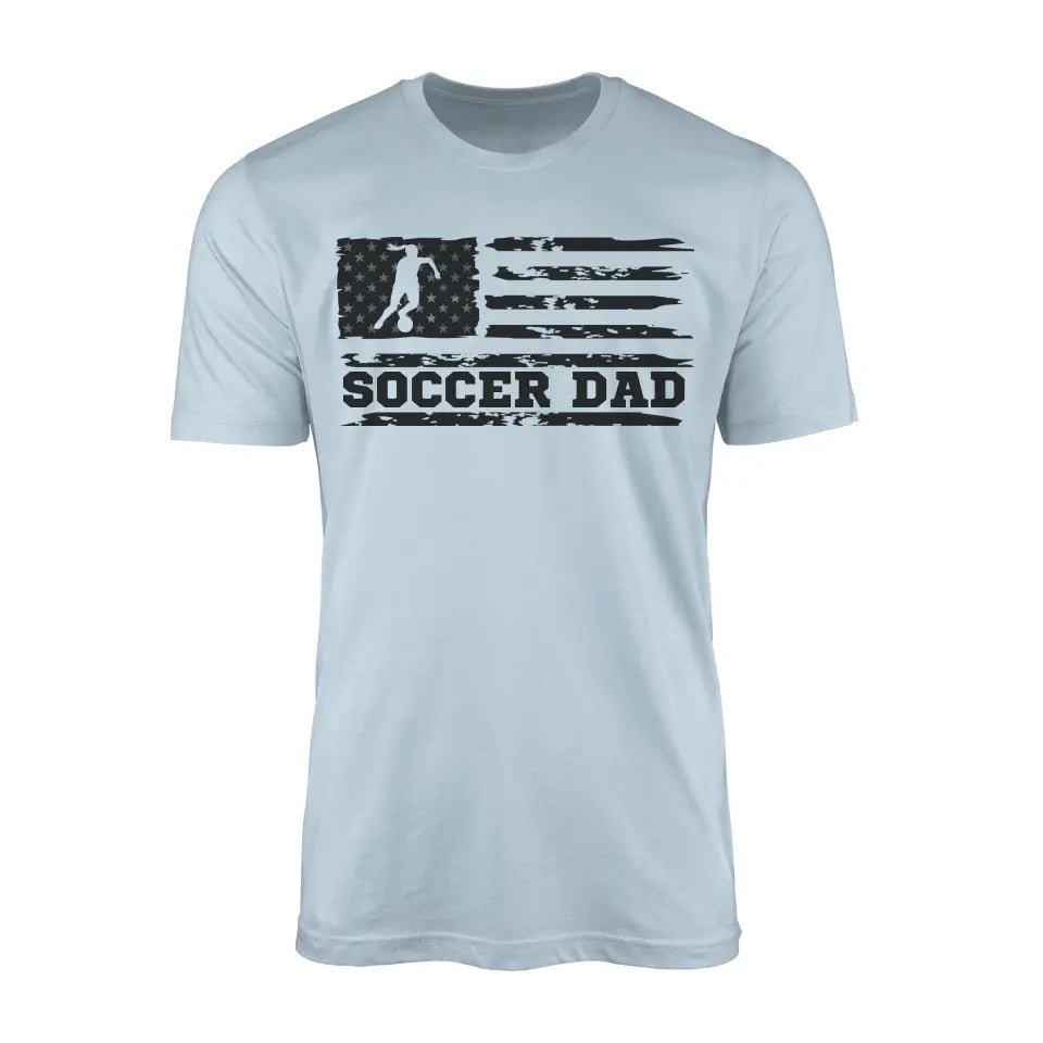 Soccer Dad Horizontal Flag on a Men's T-Shirt with a Black Graphic