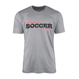 Custom Soccer Mascot and Soccer Player Name on a Men's T-Shirt with a Black Graphic