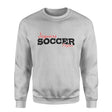 Custom Soccer Mascot and Soccer Player Name on a Sweatshirt with a Black Graphic