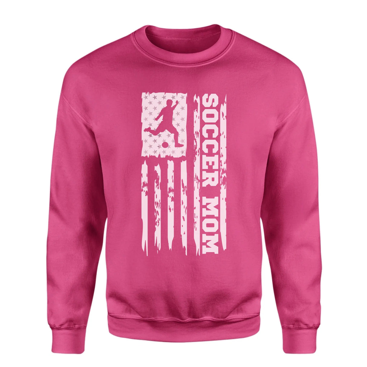 Soccer Mom Vertical Flag on a Sweatshirt with a White Graphic