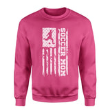 Soccer Mom Vertical Flag on a Sweatshirt with a White Graphic