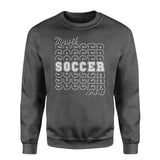 Custom Soccer on a Sweatshirt With Mascot and Soccer Player Name on a Sweatshirt