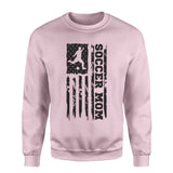 Soccer Mom Vertical Flag on a Sweatshirt with a Black Graphic