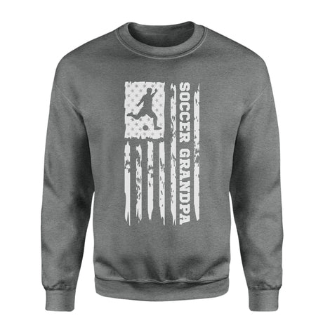Soccer Grandpa Vertical Flag on a Sweatshirt with a White Graphic