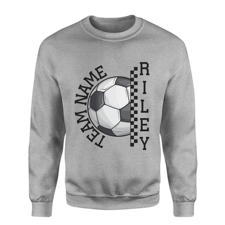 Personalized Soccer on a Sweatshirt With Team and Soccer Player Name on a Sweatshirt