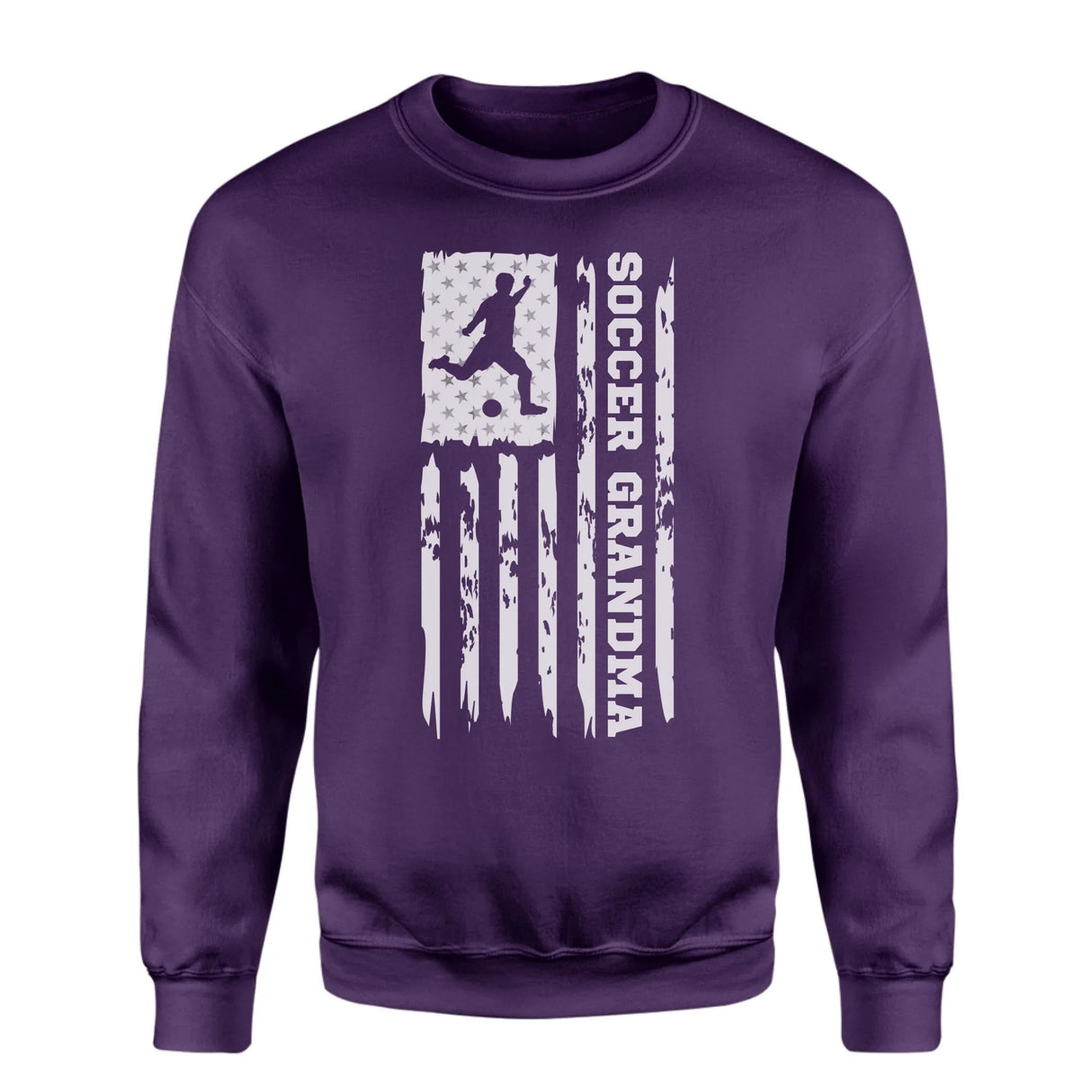 Soccer Grandma Vertical Flag on a Sweatshirt with a White Graphic