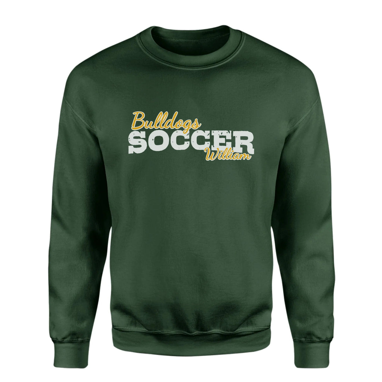 Custom Soccer Mascot and Soccer Player Name on a Sweatshirt with a White Graphic