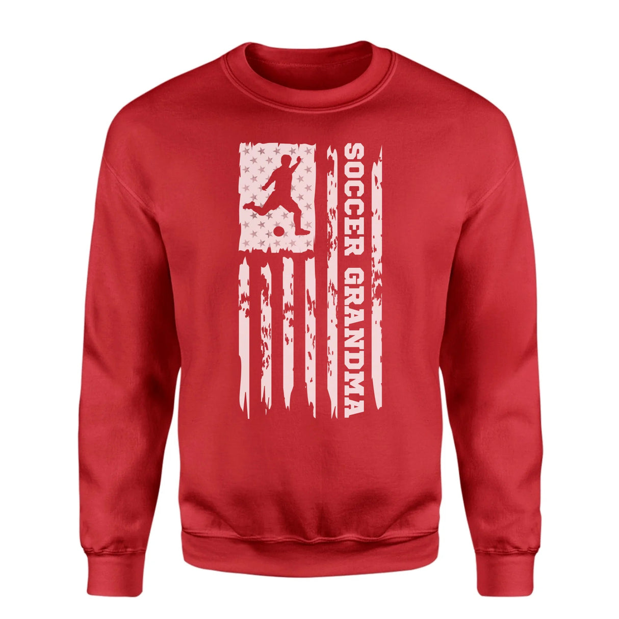 Soccer Grandma Vertical Flag on a Sweatshirt with a White Graphic
