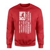 Soccer Grandma Vertical Flag on a Sweatshirt with a White Graphic