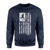 Soccer Grandma Vertical Flag on a Sweatshirt with a White Graphic
