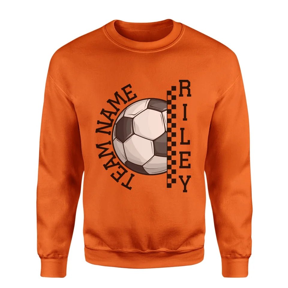 Personalized Soccer on a Sweatshirt With Team and Soccer Player Name on a Sweatshirt