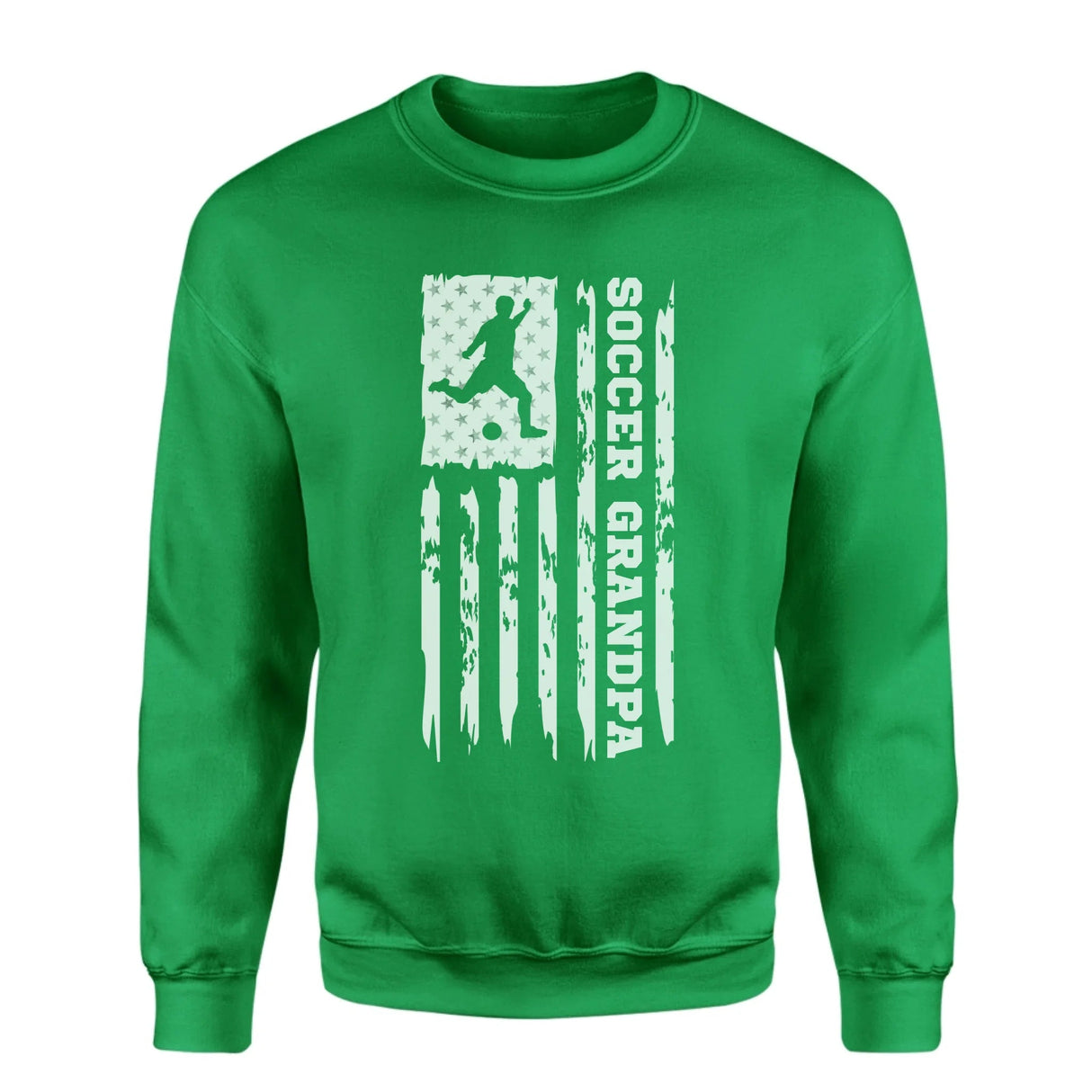 Soccer Grandpa Vertical Flag on a Sweatshirt with a White Graphic
