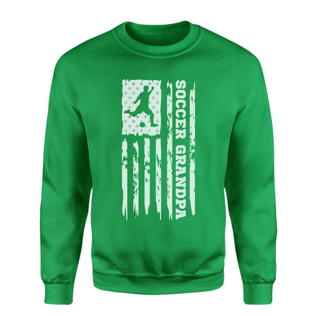 Soccer Grandpa Vertical Flag on a Sweatshirt with a White Graphic