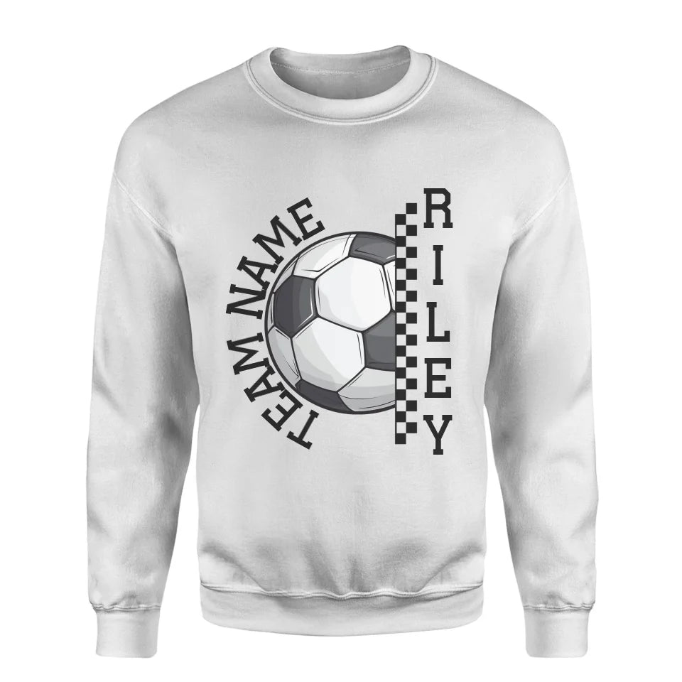 Personalized Soccer on a Sweatshirt With Team and Soccer Player Name on a Sweatshirt