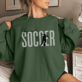 Personalized Soccer on a Sweatshirt With Modern Bold Design and Soccer Player Name on Sleeve on a Sweatshirt