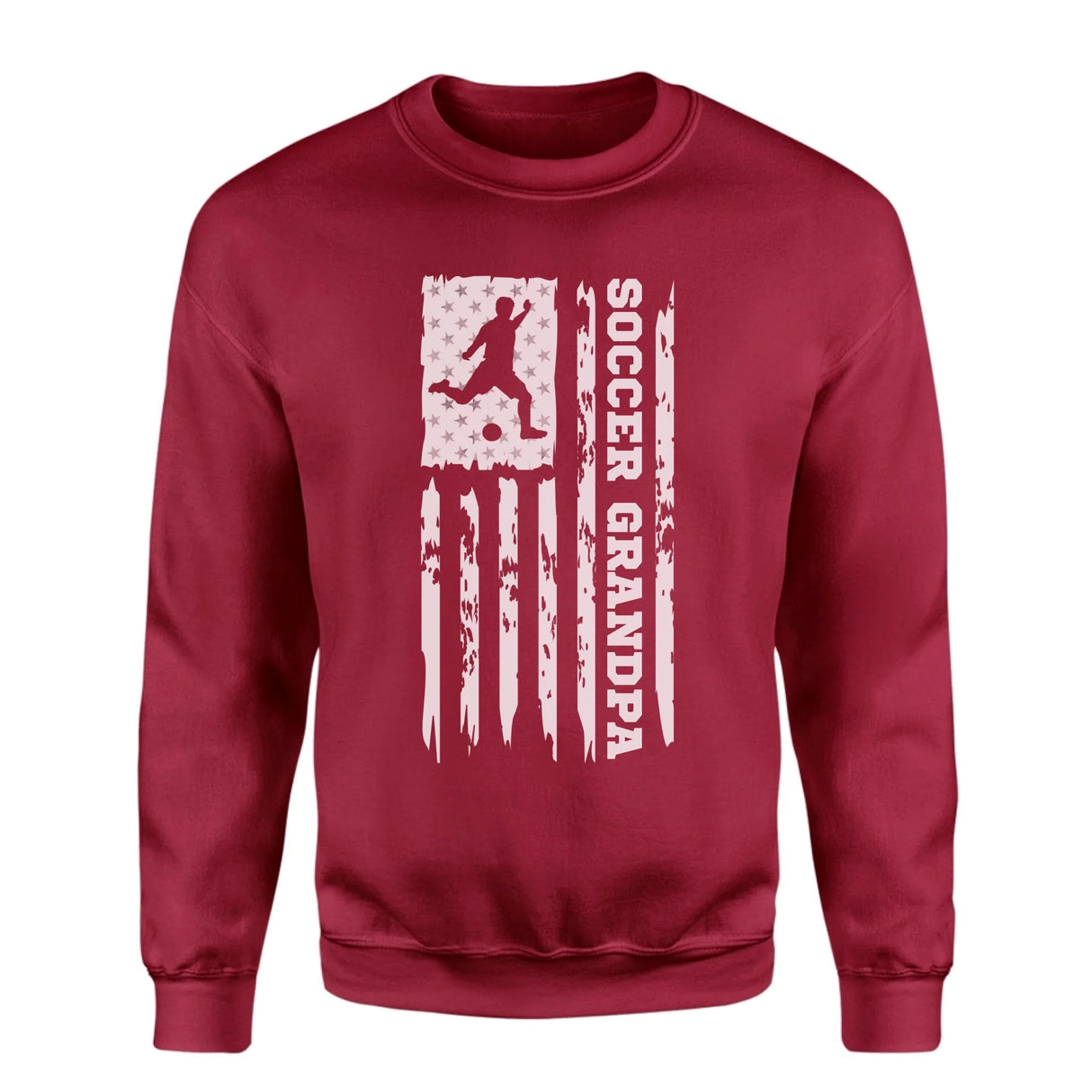 Soccer Grandpa Vertical Flag on a Sweatshirt with a White Graphic