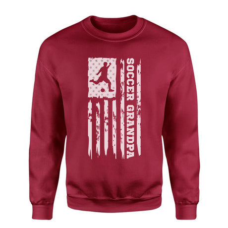 Soccer Grandpa Vertical Flag on a Sweatshirt with a White Graphic