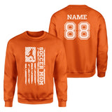 Soccer Mom Vertical Flag With Soccer Player Name on a Sweatshirt with a White Graphic
